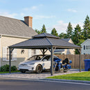 PURPLE LEAF Outdoor Metal Carport with Grey Steel Roof and Aluminum Frame Protective Shelter