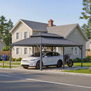 PURPLE LEAF Outdoor Metal Carport with Grey Steel Roof and Aluminum Frame Protective Shelter