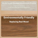 PURPLE LEAF Hardtop Gazebo for Patio Wood Grain Aluminum Frame Awning with String Lights-clear