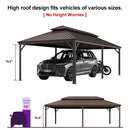 PURPLE LEAF Outdoor Metal Carport Gazebo Bronze Steel Roof Aluminum Frame Shelter for Parking