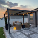 PURPLE LEAF Caesar Louvered Pergola with String Lights Patio Aluminum Pergola with Independent Adjustable Rainproof Roof With Yellow Lights