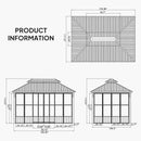 PURPLE LEAF Sunroom Hardtop Gazebo Solarium Grey Galvanized Steel Double Roof  All-Weather Aluminum Outdoor Screen House