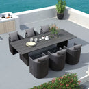 PURPLE LEAF Sanori Outdoor Dining Set Weather-Resistant Aluminum Table and Chairs Set with Backrest Pillow and Olefin Cushions for Deck