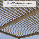 PURPLE LEAF Caesar Solar Louvered Pergola with LED Strip Lights and Control Panel Aluminum Outdoor Pergola with Adjustable Roof for Patio Deck Garden Yard Champagne
