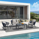 PURPLE LEAF Buler 4/8 Pieces Modern Patio Conversation Set with Rattan Chairs and Coffee Table Sofa for Poolside