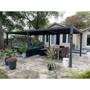 PURPLE LEAF Caesar Louvered Pergola Outdoor Adjustable Louvre Shade Modern Patio Aluminum Pergola with  Milky Lights