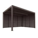 PURPLE LEAF Athena Louvered Pergola Bronze Outdoor Aluminum Pergola with Shutter Wall Adjustable Gazebo Rainproof for Patio Deck Garden