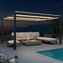 PURPLE LEAF Athena Louvered Pergola Grey Outdoor Aluminum Pergola with Strip Lights Adjustable Gazebo for Patio Deck Garden