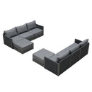 PURPLE LEAF Sanori L-Shaped Patio Couch Set Modular Sofa with Grey Cushions for Backyard
