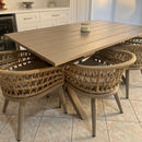 PURPLE LEAF Modern Outdoor Dining Table with 6/8/10 Seats, All-Weather Aluminum Table and Rattan Chairs with Cushions, Champagne