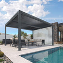 PURPLE LEAF Athena Louvered Pergola Grey Outdoor Aluminum Pergola with Roller Blind Adjustable Gazebo for Patio Deck Garden