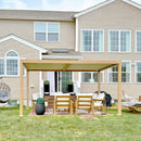 PURPLE LEAF Caesar Louvered Pergola Outdoor Wood Grain Aluminum Pergola with Adjustable Roof Patio Hardtop Gazebo for Backyard Garden