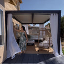 PURPLE LEAF Athena Louvered Pergola Modern Grey Pergola with White Roof for Deck Backyard Garden