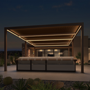 PURPLE LEAF Athena Louvered Pergola Bronze Outdoor Aluminum Pergola with Strip Lights Adjustable Gazebo for Patio Deck Garden
