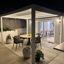 PURPLE LEAF Athena Louvered Pergola White Outdoor Aluminum Pergola with Strip Lights Adjustable Gazebo for Patio Deck Garden