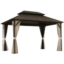 PURPLE LEAF Hardtop Gazebo Featuring Galvanized Steel Double Roof and Bronze Aluminum Frame with Curtains and Netting for Patio and Poolside