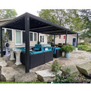 PURPLE LEAF Caesar Louvered Pergola with Milky String Lights Patio Aluminum Pergola with Independent Adjustable Rainproof Roof With Milky Lights