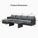 PURPLE LEAF Sanori L-Shaped Patio Couch Set Modular Sofa with Grey Cushions for Backyard