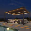 PURPLE LEAF Athena Louvered Pergola Bronze Outdoor Aluminum Pergola with Strip Lights Adjustable Gazebo for Patio Deck Garden