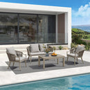 PURPLE LEAF Buler 4/8 Pieces Modern Patio Conversation Set with Rattan Chairs and Coffee Table Sofa for Poolside