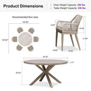 PURPLE LEAF Round Outdoor Dining Set Patio Aluminum Dining Set Round Table and Wicker Chairs with Sunbrella Cushions for Kitchen Deck