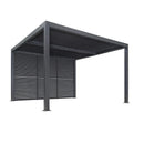 PURPLE LEAF Athena Louvered Pergola Grey Outdoor Aluminum Pergola with Shutter Wall Adjustable Gazebo Rainproof for Patio Deck Garden
