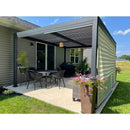 PURPLE LEAF Athena Louvered Pergola Grey Outdoor Aluminum Pergola with Roller Blind Adjustable Gazebo for Patio Deck Garden