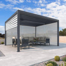 PURPLE LEAF Athena Louvered Pergola Grey Outdoor Aluminum Pergola with Roller Blind Adjustable Gazebo for Patio Deck Garden