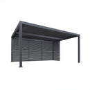 PURPLE LEAF Athena Louvered Pergola Grey Outdoor Aluminum Pergola with Shutter Wall Adjustable Gazebo Rainproof for Patio Deck Garden