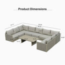 PURPLE LEAF Sanori L-Shaped Patio Couch Set Modular Sofa with Beige Cushions for Backyard