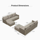 PURPLE LEAF Sanori L-Shaped Patio Couch Set Modular Sofa with Beige Cushions for Backyard