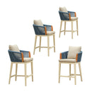 PURPLE LEAF Hailar Outdoor Bar Stools Chair Modern Rattan Bar Stool with Back and Cushion for Balcony, Indoor or Outdoor, Kitchen Island