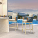 PURPLE LEAF Hailar Outdoor Bar Stools Chair Modern Rattan Bar Stool with Back and Cushion for Balcony, Indoor or Outdoor, Kitchen Island