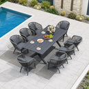 PURPLE LEAF Patio Dining Sets with Aluminum Frame Table & Handwoven Wicker Chairs Grey