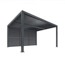 PURPLE LEAF Athena Louvered Pergola Grey Outdoor Aluminum Pergola with Shutter Wall Adjustable Gazebo Rainproof for Patio Deck Garden