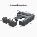 PURPLE LEAF Sanori L-Shaped Patio Couch Set Modular Sofa with Grey Cushions for Backyard