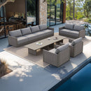 PURPLE LEAF Sanori Classical with Table Beige Patio Conversation Set with Cushions for Poolside