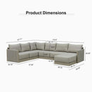 PURPLE LEAF Sanori L-Shaped Patio Couch Set Modular Sofa with Beige Cushions for Backyard