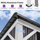 PURPLE LEAF Modern Gazebo Grey Hardtop Galvanized Steel Double Roof White Aluminum Poles with Curtains and Netting