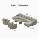 PURPLE LEAF Sanori L-Shaped Patio Couch Set Modular Sofa with Beige Cushions for Backyard