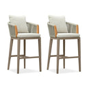 PURPLE LEAF Hailar Outdoor Bar Stools Chair Modern Rattan Bar Stool with Back and Cushion for Balcony, Indoor or Outdoor, Kitchen Island