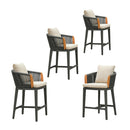 PURPLE LEAF Hailar Outdoor Bar Stools Chair Modern Rattan Bar Stool with Back and Cushion for Balcony, Indoor or Outdoor, Kitchen Island