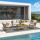 PURPLE LEAF Buler 4/8 Pieces Modern Patio Conversation Set with Rattan Chairs and Coffee Table Sofa for Poolside
