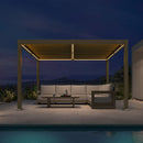 PURPLE LEAF Caesar Solar Louvered Pergola with LED Strip Lights and Control Panel Aluminum Outdoor Pergola with Adjustable Roof for Patio Deck Garden Yard Champagne