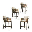 PURPLE LEAF Hailar Outdoor Bar Stools Chair Modern Rattan Bar Stool with Back and Cushion for Balcony, Indoor or Outdoor, Kitchen Island