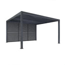 PURPLE LEAF Athena Louvered Pergola Grey Outdoor Aluminum Pergola with Shutter Wall Adjustable Gazebo Rainproof for Patio Deck Garden