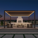 PURPLE LEAF Athena Louvered Pergola Bronze Outdoor Aluminum Pergola with Strip Lights Adjustable Gazebo for Patio Deck Garden