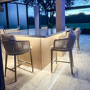 PURPLE LEAF Hailar Outdoor Bar Stools Chair Modern Rattan Bar Stool with Back and Cushion for Balcony, Indoor or Outdoor, Kitchen Island