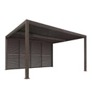 PURPLE LEAF Athena Louvered Pergola Bronze Outdoor Aluminum Pergola with Shutter Wall Adjustable Gazebo Rainproof for Patio Deck Garden