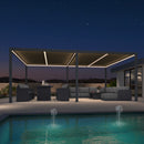 PURPLE LEAF Athena Louvered Pergola Grey Outdoor Aluminum Pergola with Strip Lights Adjustable Gazebo for Patio Deck Garden